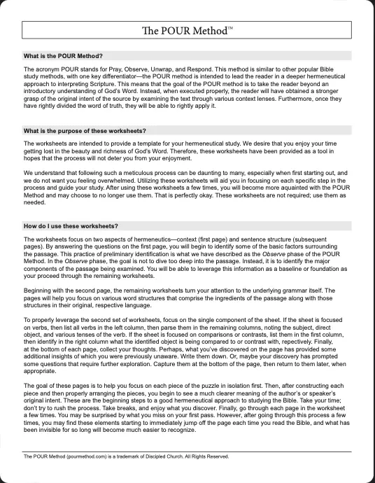 POUR Method Expanded Worksheet